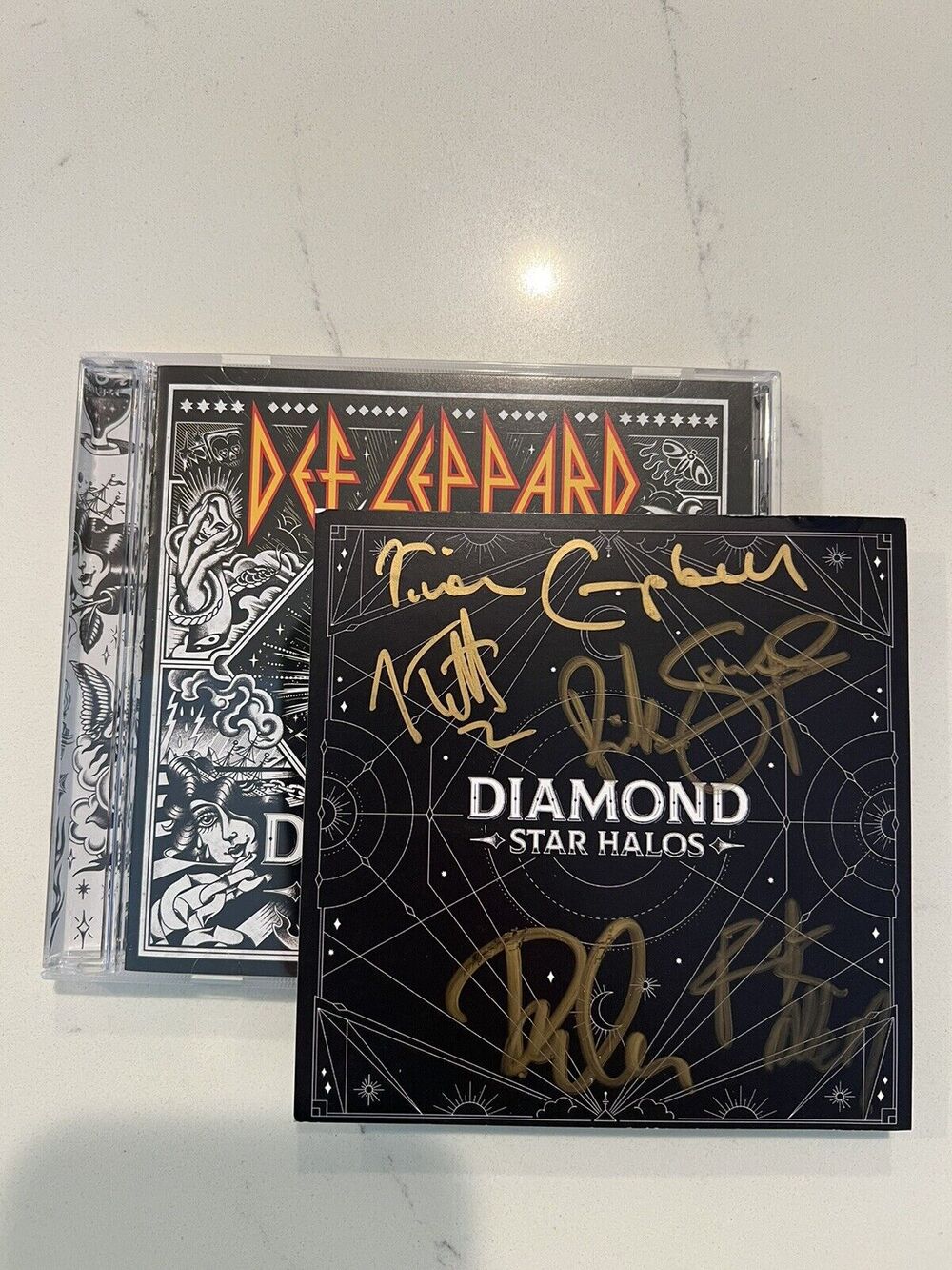 DEF LEPPARD SIGNED DIAMOND STAR HALOS CD W/ AUTOGRAPHED SIGNED INSERT